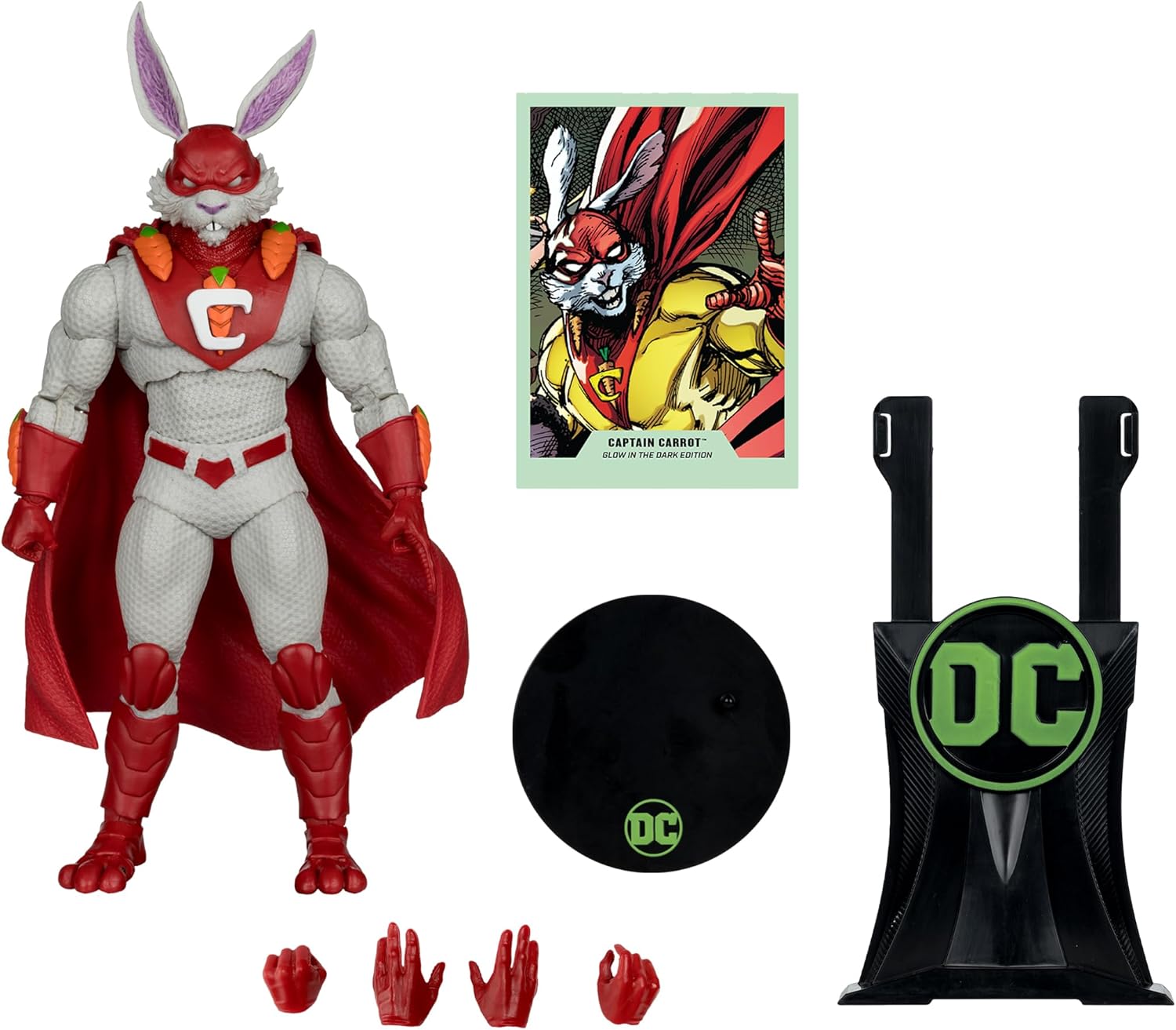 (PREVENTA) McFarlane Toys - DC Multiverse Captain Carrot (Justice League Incarnate), Glow in The Dark Edition, 7in Action Figure, Gold Label, Amazon Exclusive